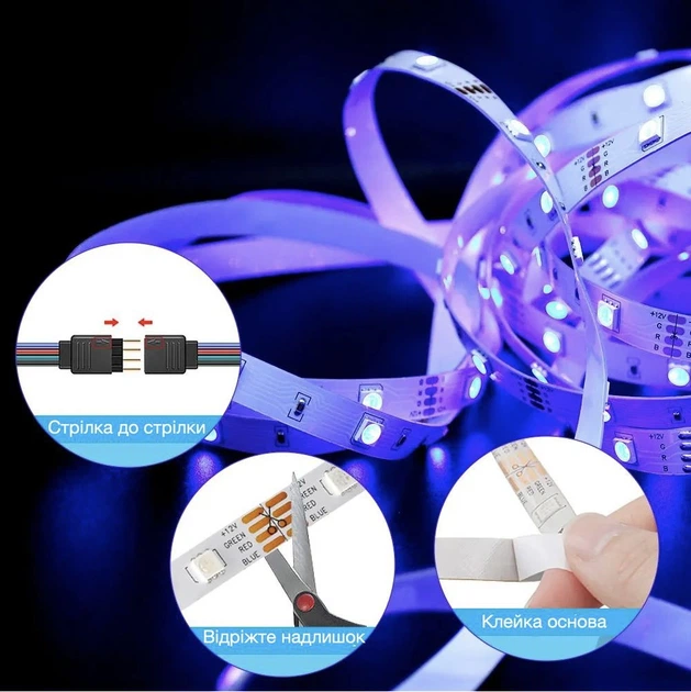 Светодиодная LED лента RGB 20 метров, SMD 3535, 24 В, Bluetooth, пульт и блок питания (SD101BB) - изображение 6