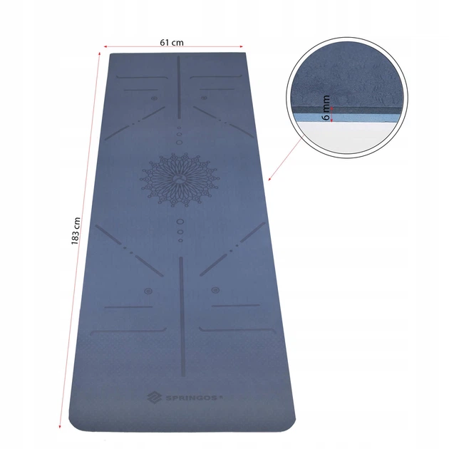 Коврик (мат) для йоги и фитнеса Springos TPE 6 мм YG0012 Blue/Sky Blue - изображение 8