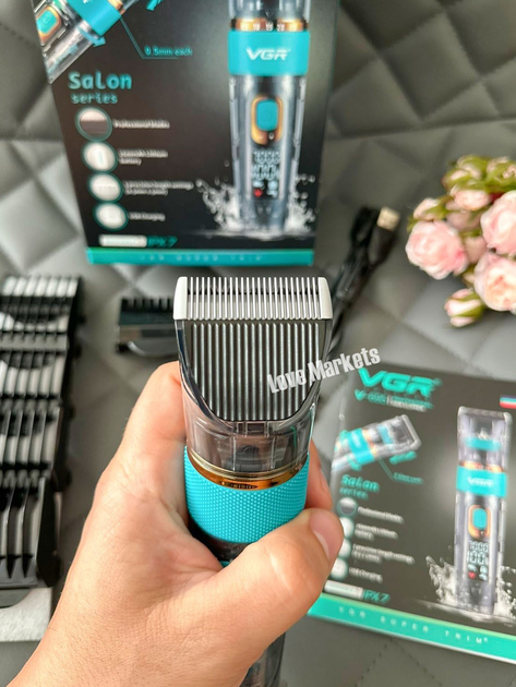 Профессиональная беспроводная машинка для стрижки VGR V-695 Salon series триммер для волос, бороды и усов - изображение 9