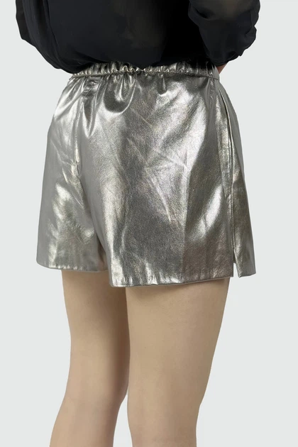 Шорти з імітацією шкіри Zara 2398/241/808 металік L - зображення 4