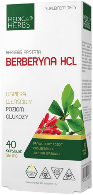 Medica Herbs Berberyna HCL 40 kapsułek (5907622656477) - obraz 1