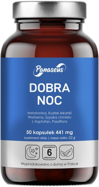 Харчова добавка Panaseus Good Night 50 капсул валеріани з мелатоніном (5904194061609) - зображення 1