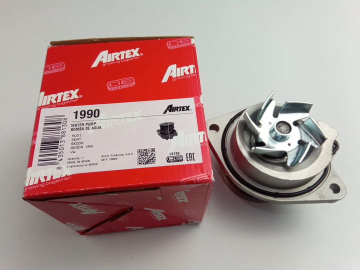 Помпа AIRTEX, Caddy II/Caddy III/Octavia/Golf IV/V/Fabia/Polo 1.4i/2.0TDI 98- (1990) (036121005QV) - изображение 2