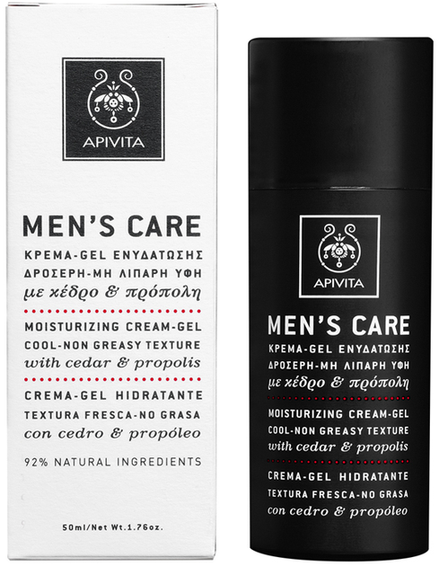 Apivita Men's Care nawilżający krem-żel chłodzący o nietłustej konsystencji z cedrem i propolisem 50 ml (5201279008017) - obraz 1