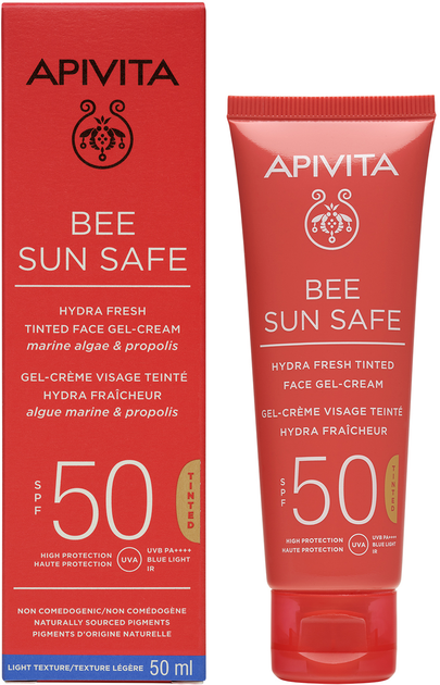 Сонцезахисний гель-крем для обличчя Apivita Bee Sun Safe SPF50 з відтінком 50 мл (5201279080174) - зображення 2
