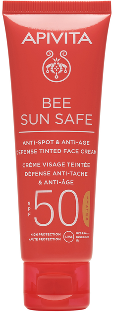 Сонцезахисний крем для обличчя Apivita Bee Sun Safe SPF50 З відтінком Проти пігментних плям для захисту від старіння 50 мл (5201279080198) - зображення 1