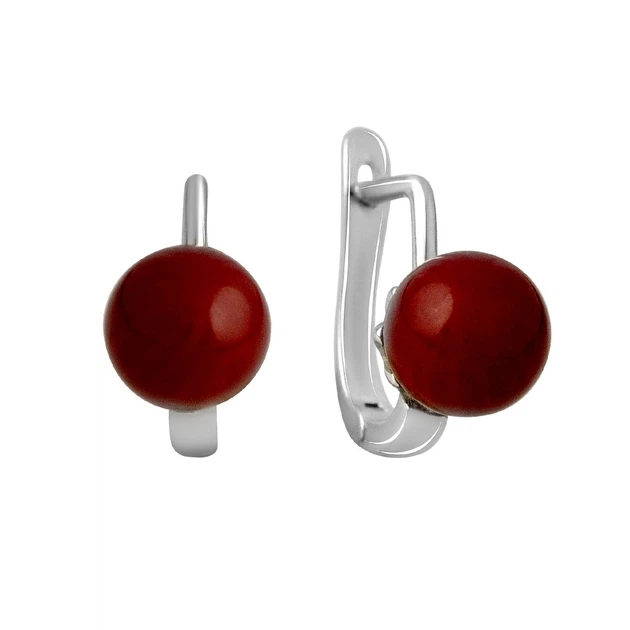 Серебряные серьги с кораллом (2136255) - Фото 1 Серебряные серьги с кораллом (2136255) - изображение 1