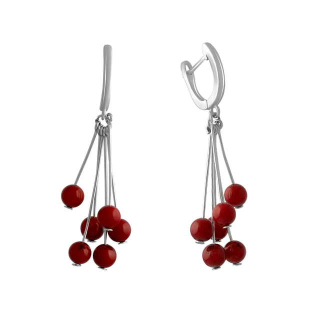 Серебряные серьги с кораллом (2136149) от продавца: SilverLine – в ...