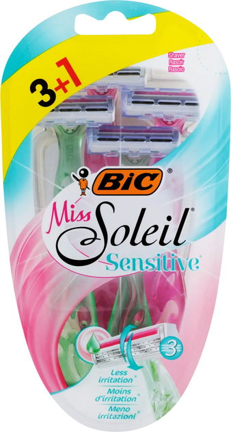 Набір бритв без змінних картриджів BIC Miss Soleil Sensitive 3+1 шт (3086123534605) - зображення 1