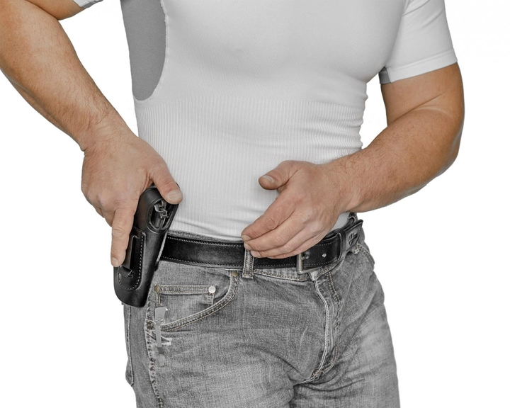 Подплечная поясная внутрибрючная кожаная кобура A-LINE для пистолетов малых габаритов черная (3КУ3) - изображение 5
