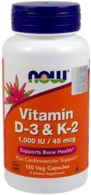 Now Foods Witamina D3+K2 120 kapsułek Odporność (733739003690) - obraz 1