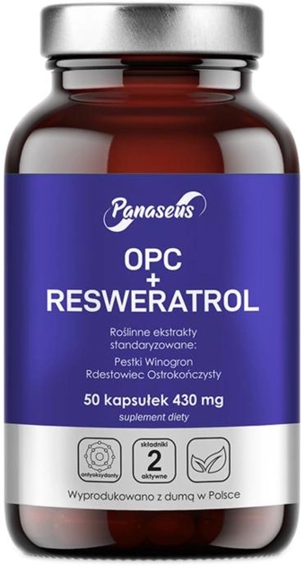 Харчова добавка Panaseus OPC + Resveratrol - 50 капсул Молодість (5904194061319) - зображення 1