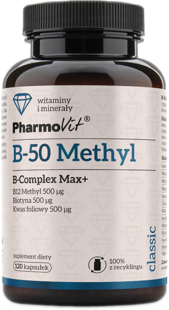 Pharmovit B-50 Methyl B-Complex Max+ 120 kapsułek (5902811236201) - obraz 1