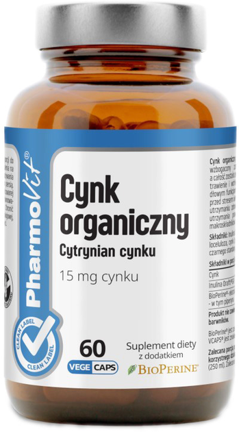 Pharmovit Cynk Organiczny Cytrynian Cynku 60 kapsułek (5902811238670) - obraz 1