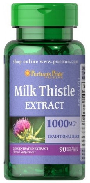Добавка харчова Puritans Pride Milk Thistle 1000 90 капсул (74312119446) - зображення 1