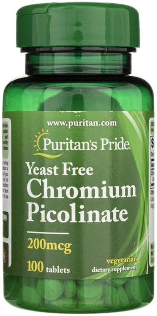 Добавка харчова Puritans Pride Chrom Picolinate 200 мкг 100 таблеток (74312163906) - зображення 1