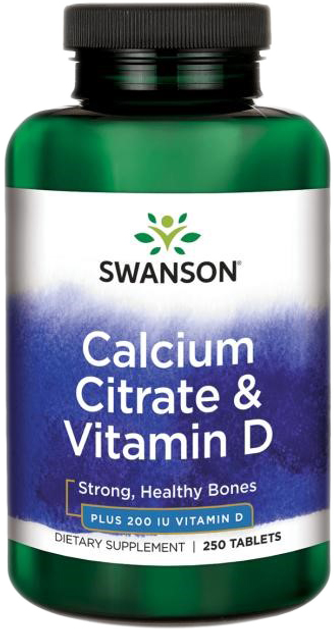 Харчова добавка Swanson Цитрат кальцію та вітамін D3 250 таблеток (87614018102) - зображення 1