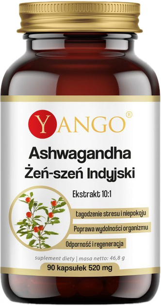 Yango Ashwagandha 90 kapsułek 430mg Dodaje Energii (5905279845534) - obraz 1