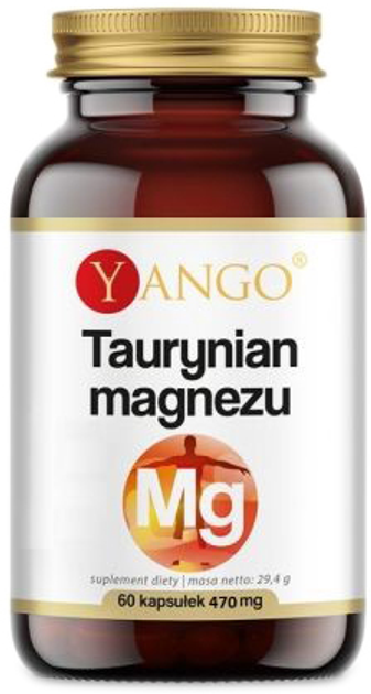 Харчова добавка Yango Таурат магнію 470 мг 60 капсул Стрес (5903796650440) - зображення 1