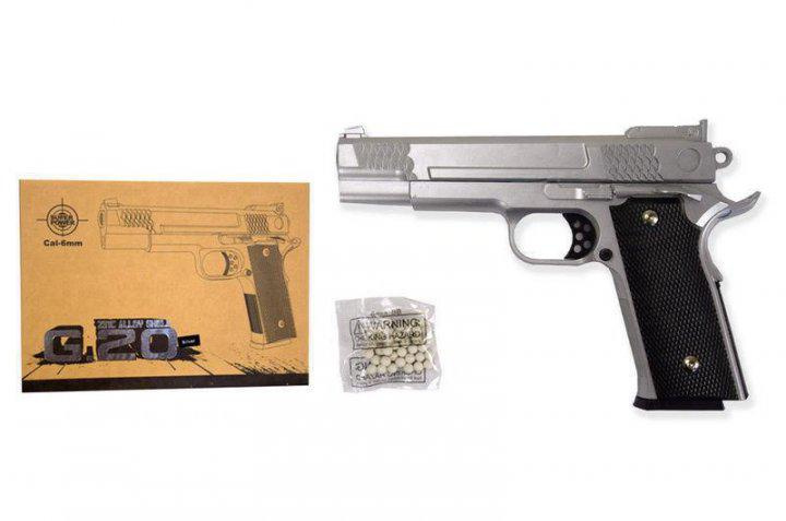 Детский страйкбольный пистолет Galaxy G20S Silver (Browning HP) - изображение 2