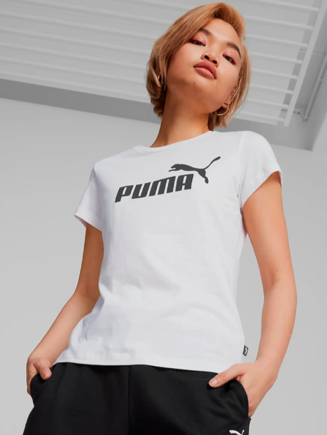 T-shirt damski Puma Ess Logo Tee 586774-02 S Biały (4063697275041) - obraz 1