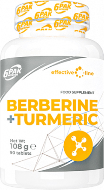 Берберин + куркума 6PAK Nutrition Effective Line Berberine + Turmeric 90 таблеток (5902811804714) - зображення 1