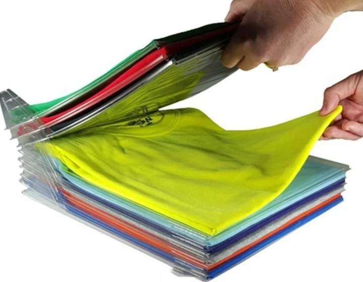Органайзер для хранения одежды футболок Ezstax T-Shirt Organizing System 10 штук в комплекте, прозрачный - изображение 2