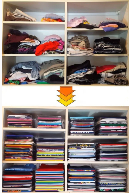 Органайзер для хранения одежды футболок Ezstax T-Shirt Organizing System 10 штук в комплекте, прозрачный - изображение 6