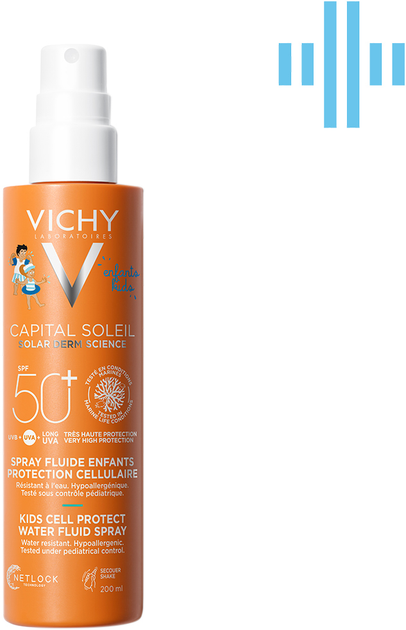Сонцезахисний водостійкий спрей-флюїд Vichy Capital Soleil для чутливої шкіри дітей SPF50+ 200 мл (3337875810838) - зображення 1