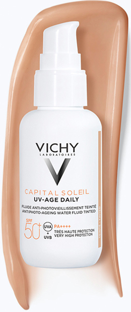 Lekki fluid przeciwsłoneczny Vichy Capital Soleil przeciw oznakom fotostarzenia skóry twarzy z uniwersalnym pigmentem tonującym SPF 50+ 40 ml (3337875795265) - obraz 4