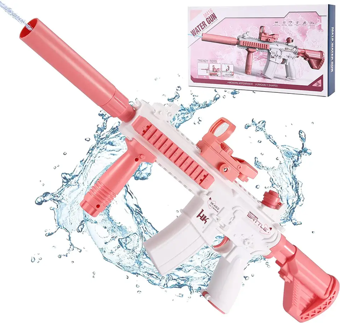 Дитячий електричний акумуляторний водяний автомат UKBOO із прицілом Water Gun M416 , Pink ( HQB007702 ) - зображення 1