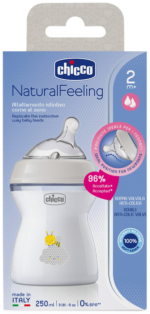 Пляшка для годування пластикова Chicco Natural Feeling c силіконовою соскою від 2 місяців 250 мл (81323.30) - зображення 9