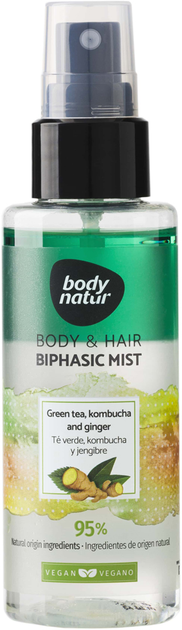 Універсальний міст для тіла та волосся Body Natur Body and Hair Mist Green tea Kombucha and Ginger 100 мл (8414719408125) - зображення 1