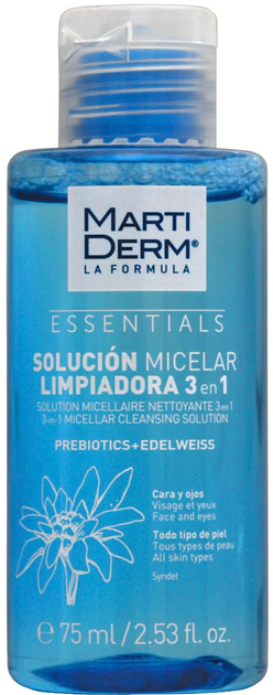 Міцелярний розчин MartiDerm Essentials Micellar Solution Cleanser 3in1 Очисний 75 мл (8437000435877) - зображення 1