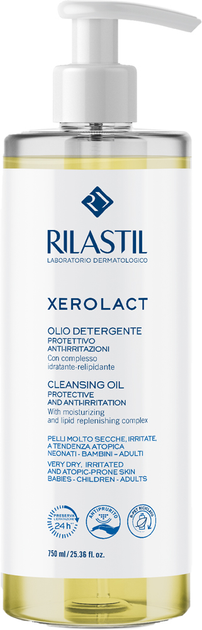 Oczyszczający olejek do twarzy i ciała do skóry bardzo suchej, skłonnej do podrażnień i atopii Rilastil Xerolact 750 ml (8050444858240) - obraz 1