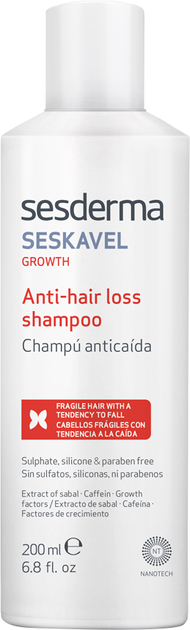 Szampon przeciw wypadaniu włosów Sesderma Seskavel Growth Przeciw wypadaniu włosów 200 ml (8470002282131) - obraz 1