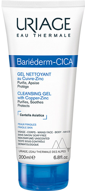 Очисний цика-гель для тіла Uriage Bariéderm Cleansing Cica-Gel Cu-Zn для сухої й атопічної шкіри 200 мл (3661434008962) - зображення 1