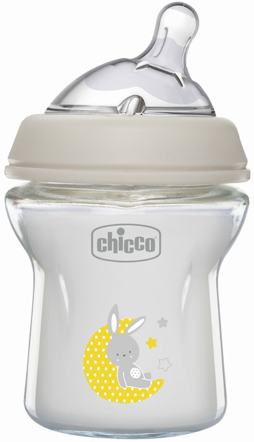 Chicco Natural Feeling szklana butelka do karmienia z silikonowym smoczkiem 0m+ 150 ml (81211.30 ) (8058664153459) - obraz 1