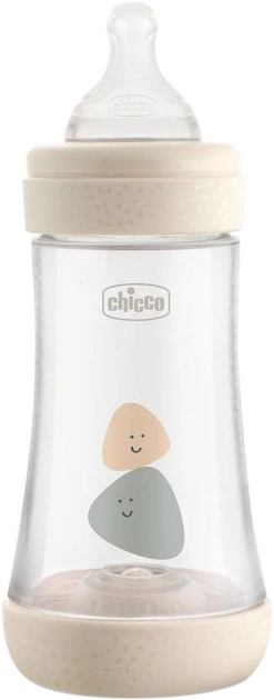 Chicco Perfect 5 plastikowa butelka do karmienia z silikonowym smoczkiem 2m+ 240 ml beżowy (20223.30.40) - obraz 1