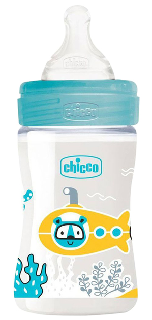 Chicco Well-being Physio Colors plastikowa butelka do karmienia z silikonowym smoczkiem 0m+ 150 ml niebieski (28611.20) - obraz 1