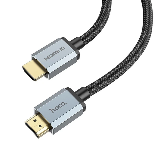 HDMI кабель Hoco US03 2.0 с нейлоновой оплёткой и позолоченными коннекторами 4K 3m чёрный - Фото 1 HDMI кабель Hoco US03 2.0 с нейлоновой оплёткой и позолоченными коннекторами 4K 3m чёрный - изображение 1