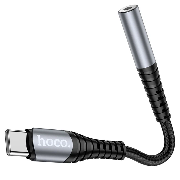 Адаптер перехідник Hoco LS33 аудіо конвертер Type-C to Jack 3.5 (F) 0.12m чорно-сріблястий - зображення 2