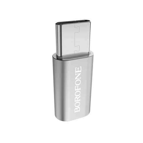 Адаптер переходник Borofone BV4 Type-C to MicroUSB (F) серебристый - изображение 4