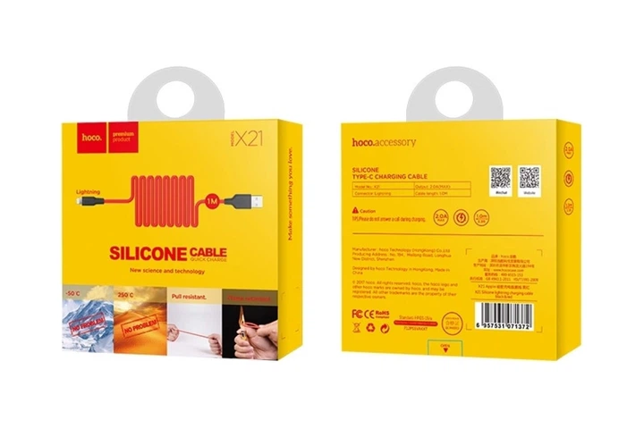 Кабель USB Hoco X21 Silicone Lightning Чорно-Червоний - Фото 2 Кабель USB Hoco X21 Silicone Lightning Чорно-Червоний - зображення 2