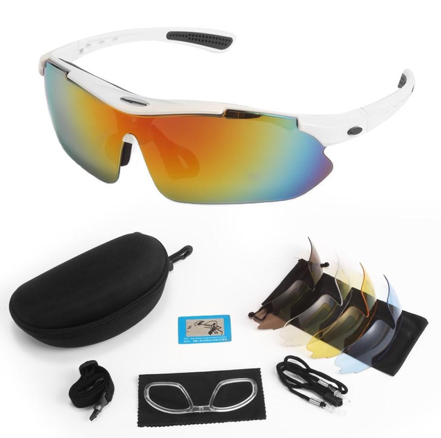 Защитные очки тактические white 0089 с поляризацией 5 линз One siz+ - изображение 1