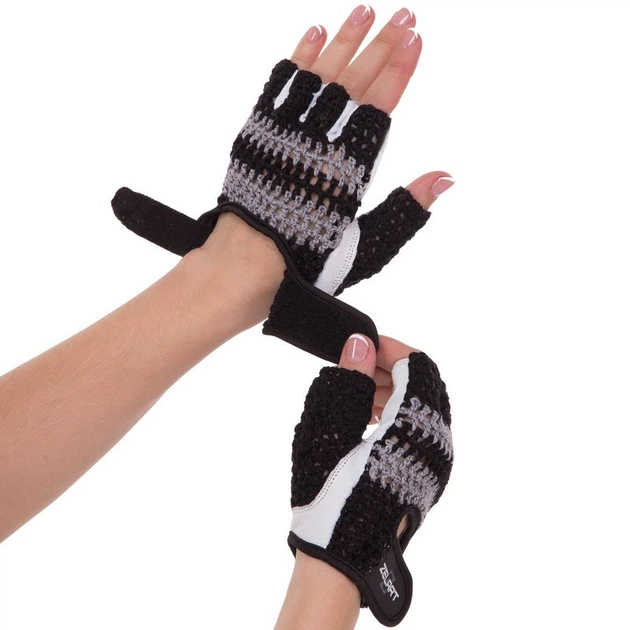Перчатки для фитнеса перчатки спортивные Zelart Fitness Gloves Fit 161956 размер M Black-Grey-White - изображение 4