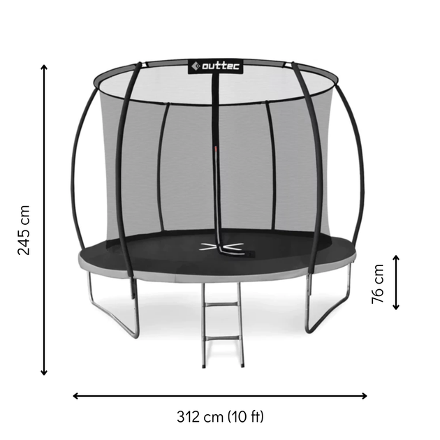 Батут Outtec Premium 10ft (312см) черно-серый с внутренней сеткой - Фото 2 Батут Outtec Premium 10ft (312см) черно-серый с внутренней сеткой - изображение 2