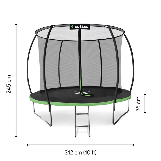 Батут детский 10ft (312cm) Outtec Premium черно-серый с внутренней сеткой, батут садовый для детей - Фото 4 Батут детский 10ft (312cm) Outtec Premium черно-серый с внутренней сеткой, батут садовый для детей - изображение 4