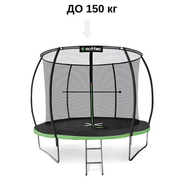 Батут детский 10ft (312cm) Outtec Premium черно-серый с внутренней сеткой, батут садовый для детей - Фото 6 Батут детский 10ft (312cm) Outtec Premium черно-серый с внутренней сеткой, батут садовый для детей - изображение 6