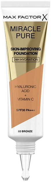 Тональна основа Max Factor Miracle Pure Skin-Improving SPF30 Lifeproof 80-Bronze 30 мл (3616302638765) - зображення 1